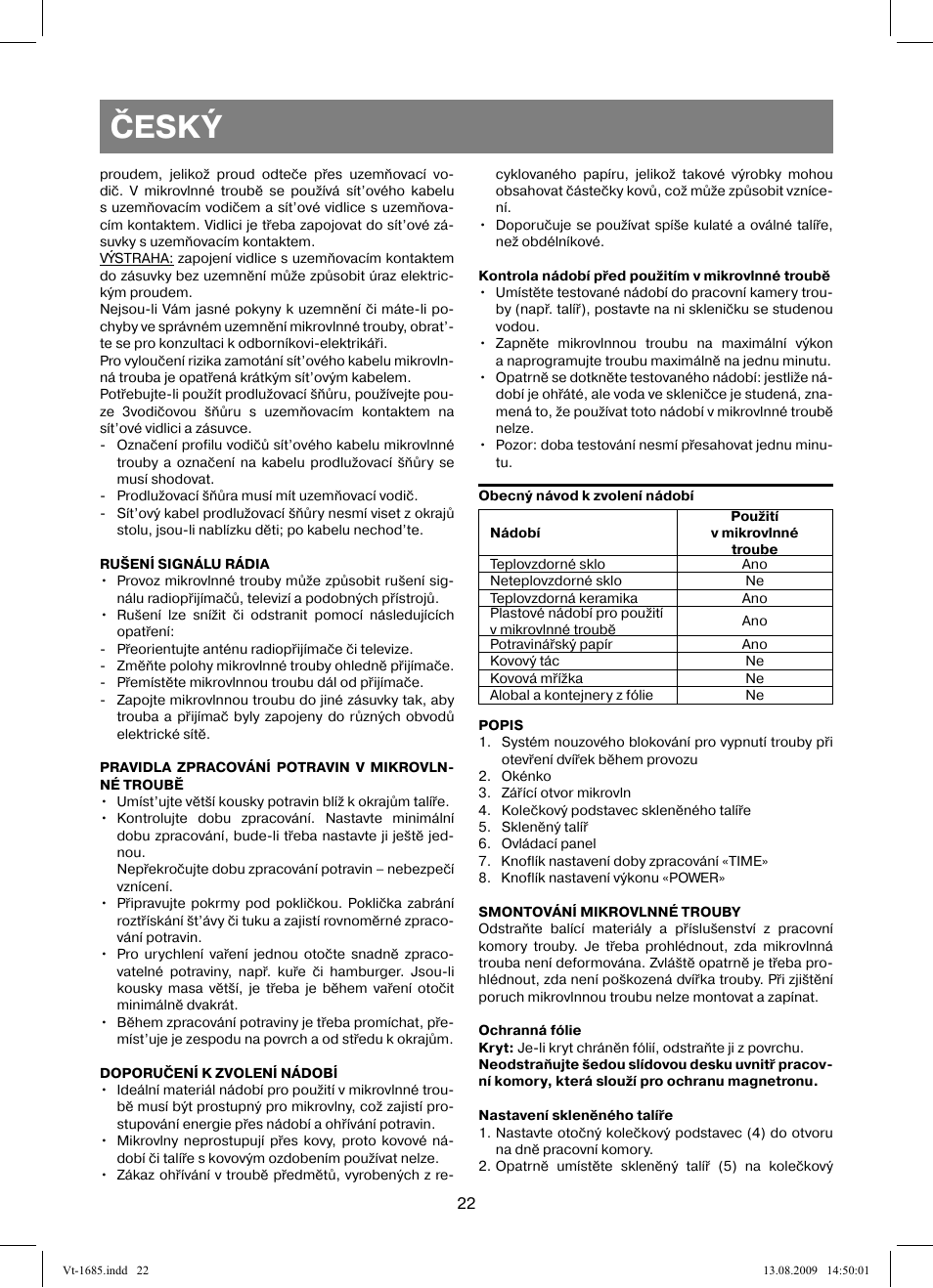 Český | Vitek VT-1685 User Manual | Page 22 / 40
