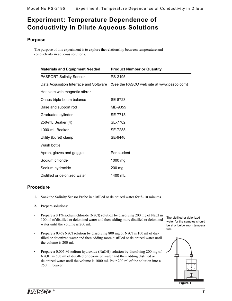 PASCO PS-2195 Salinity Sensor User Manual | Page 7 / 10