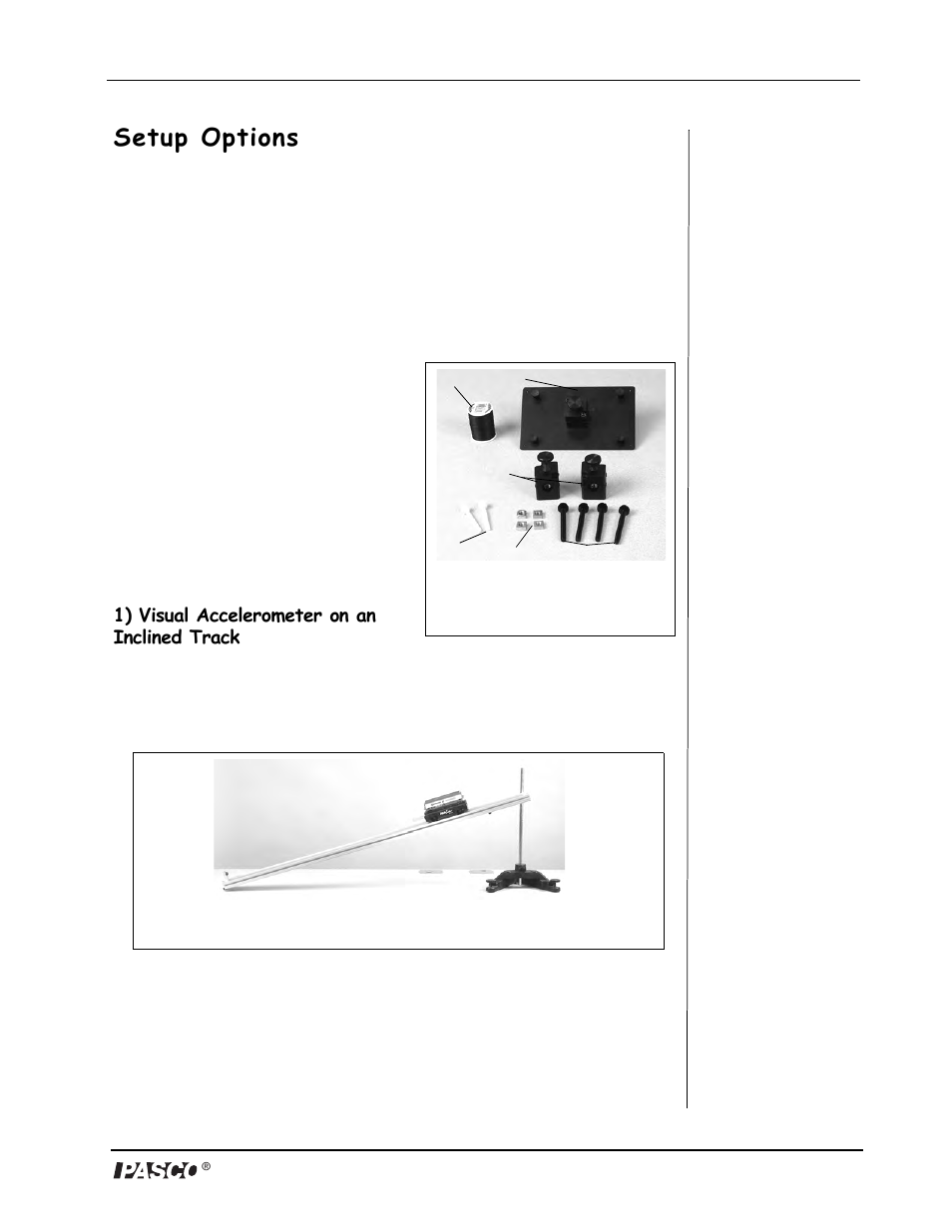 Setup options | PASCO PS-2128 Visual Accelerometer User Manual | Page 12 / 24