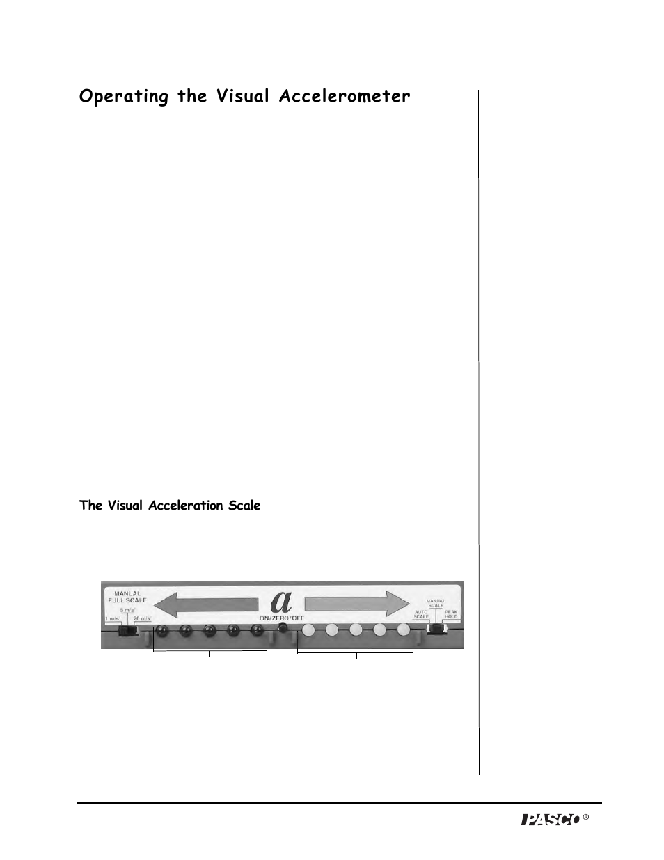 Operating the visual accelerometer | PASCO PS-2128 Visual Accelerometer User Manual | Page 8 / 24
