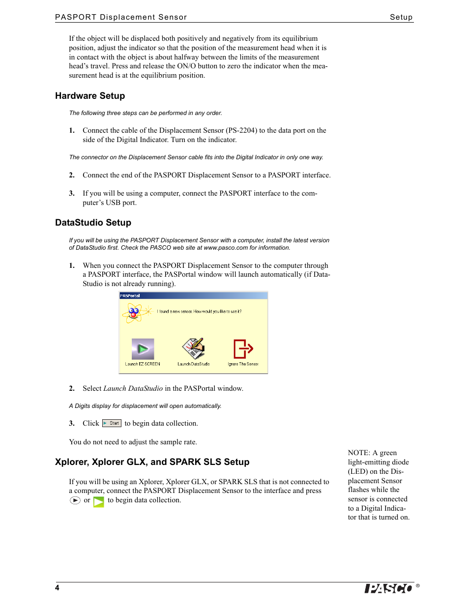 PASCO PS-2204 Displacement Sensor User Manual | Page 4 / 6