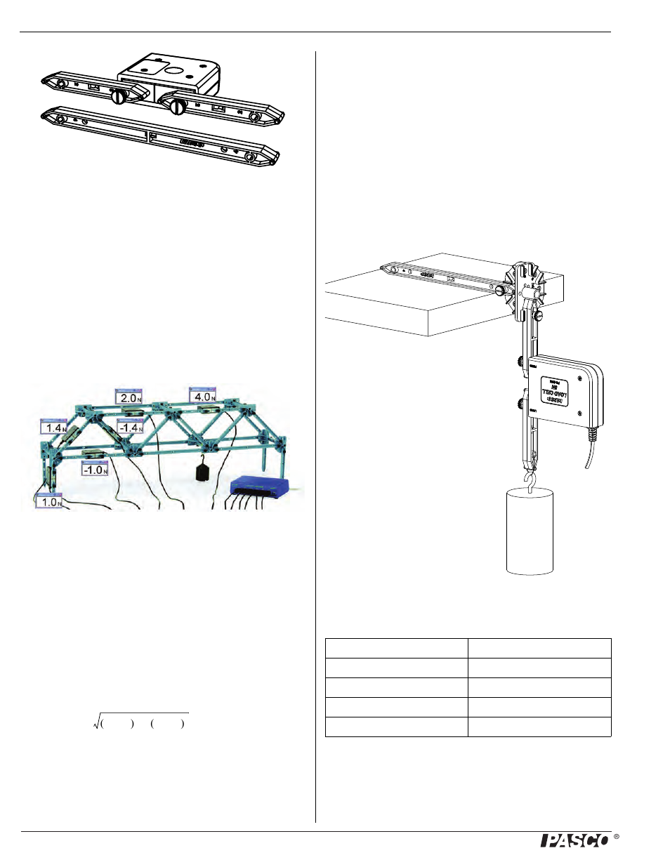 Example: bridge with load cells, Combination of load cells, Calibration of load cells | Specifications | PASCO PS-2201 Load Cell, 5 N User Manual | Page 2 / 3