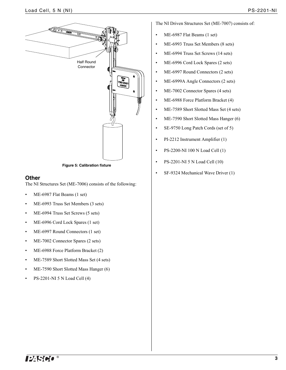 PASCO PS-2201-NI Load Cell, 5 N (NI) User Manual | Page 3 / 4