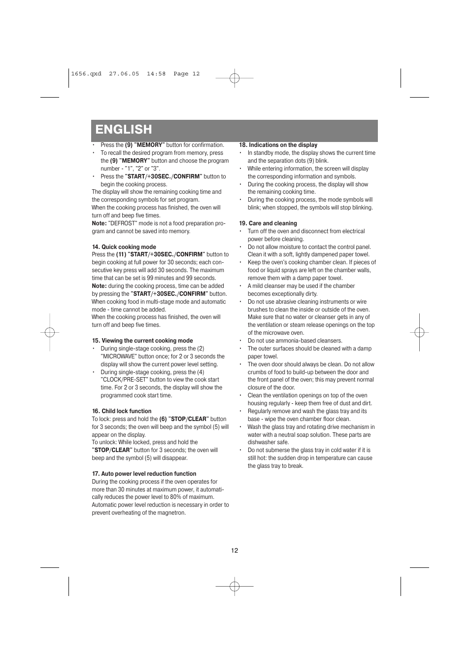 English | Vitek VT-1656 User Manual | Page 12 / 56