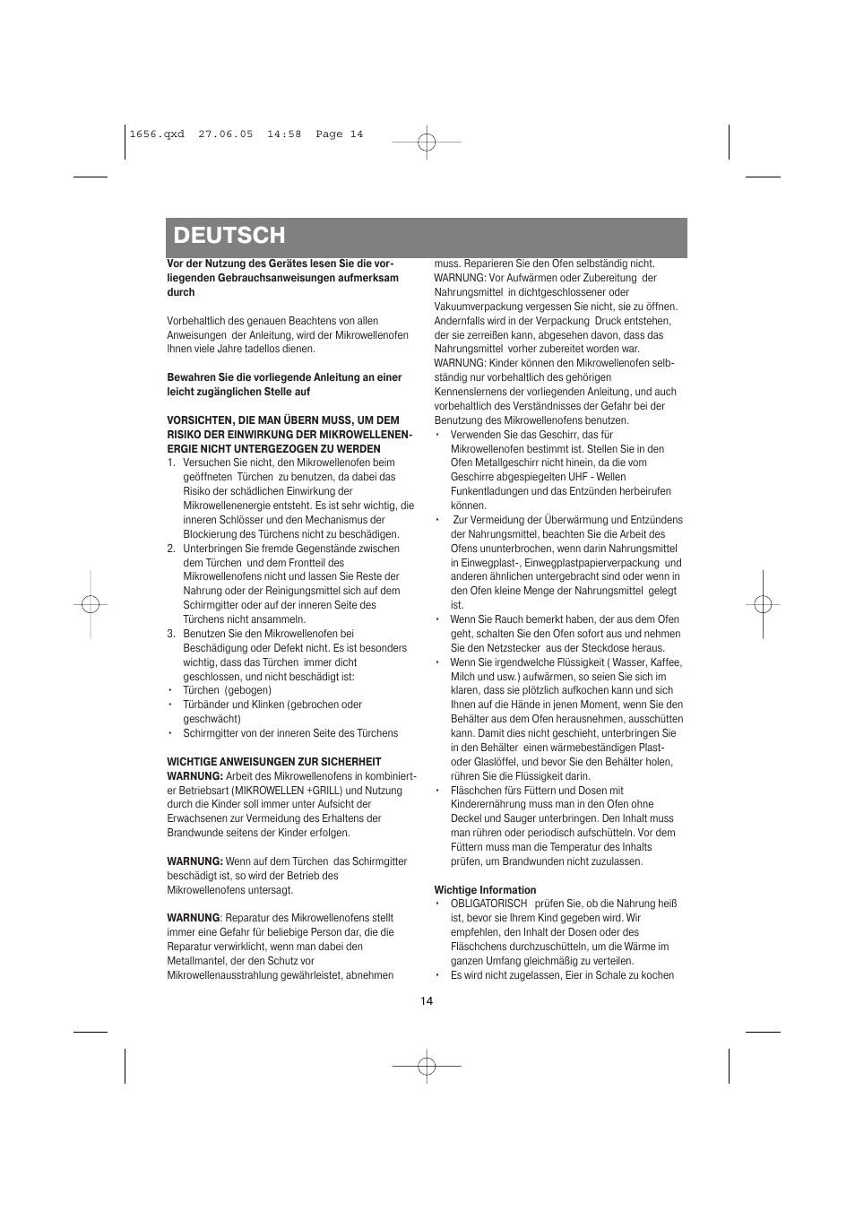 Deutsch | Vitek VT-1656 User Manual | Page 14 / 56