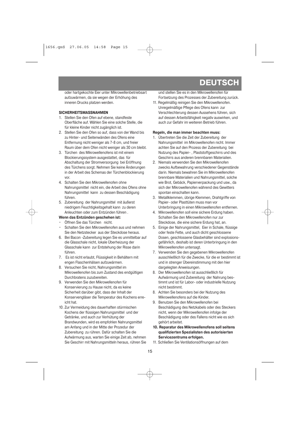 Deutsch | Vitek VT-1656 User Manual | Page 15 / 56