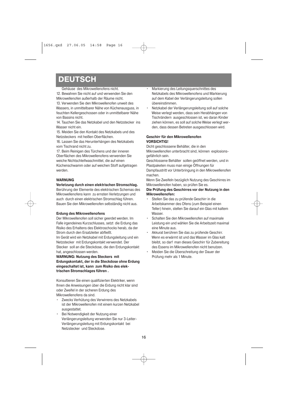 Deutsch | Vitek VT-1656 User Manual | Page 16 / 56