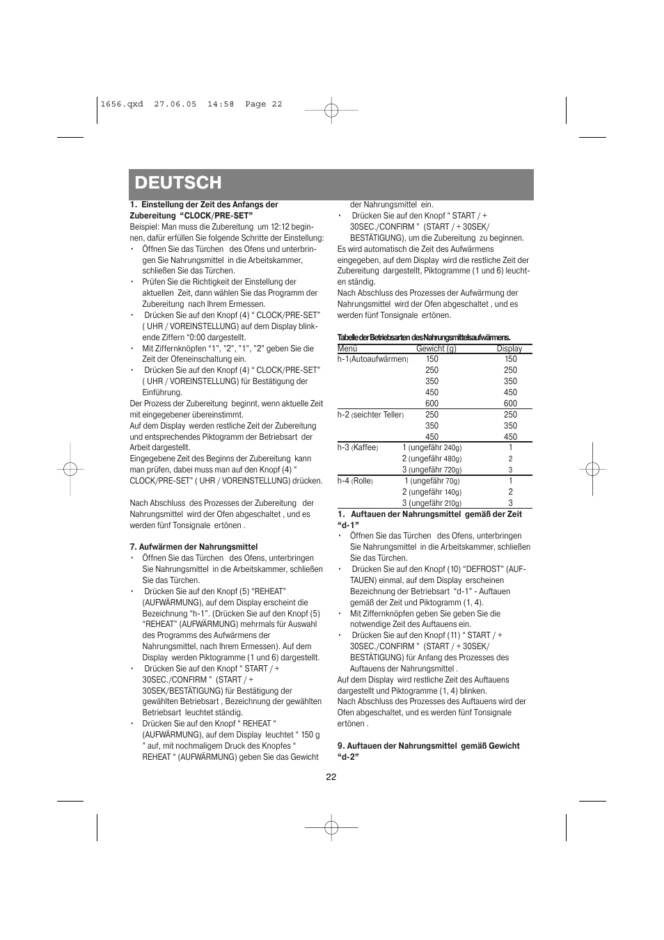 Deutsch | Vitek VT-1656 User Manual | Page 22 / 56