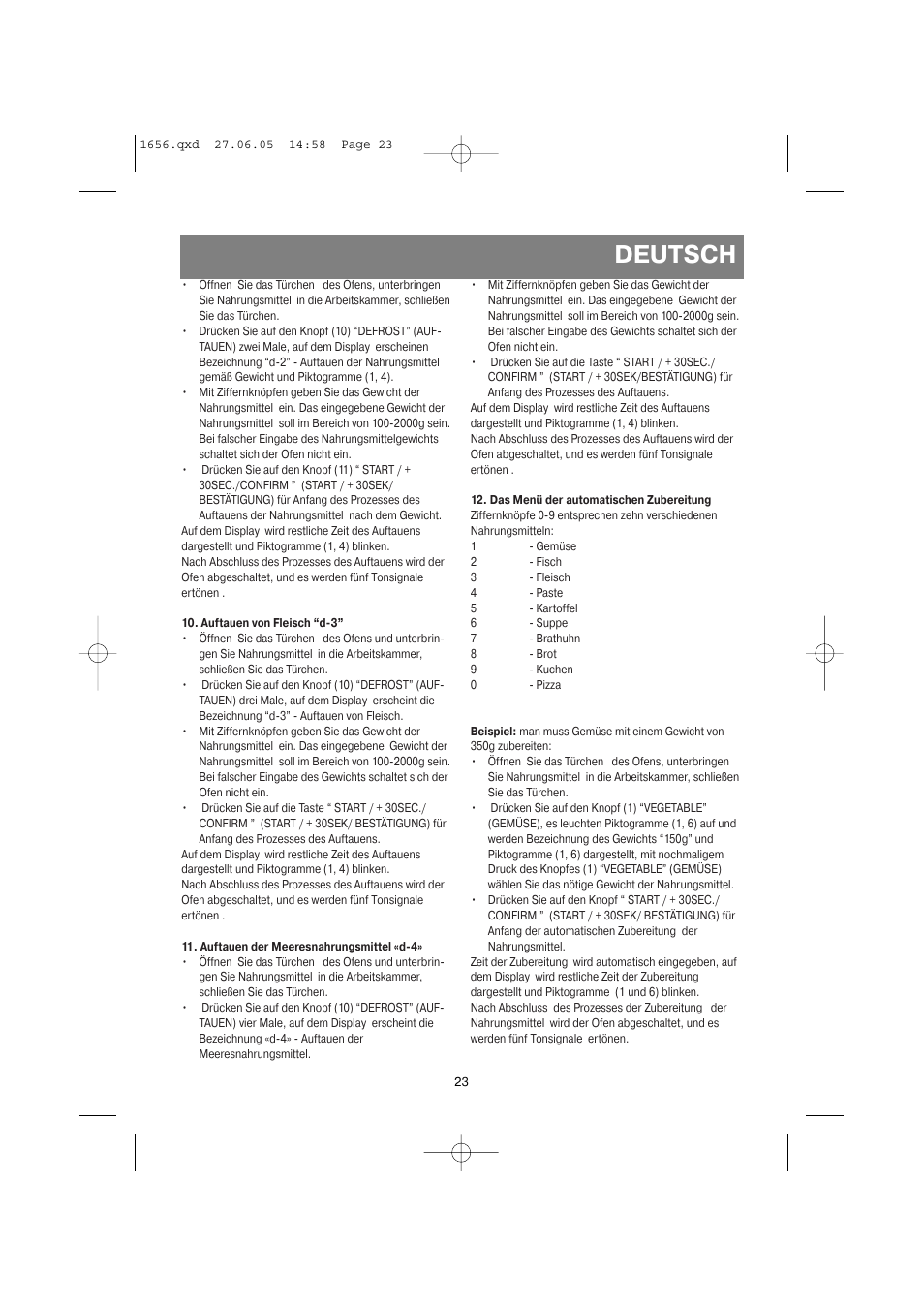 Deutsch | Vitek VT-1656 User Manual | Page 23 / 56