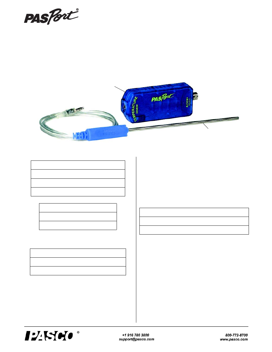 PASCO PS-2125 Temperature Sensor User Manual | 3 pages