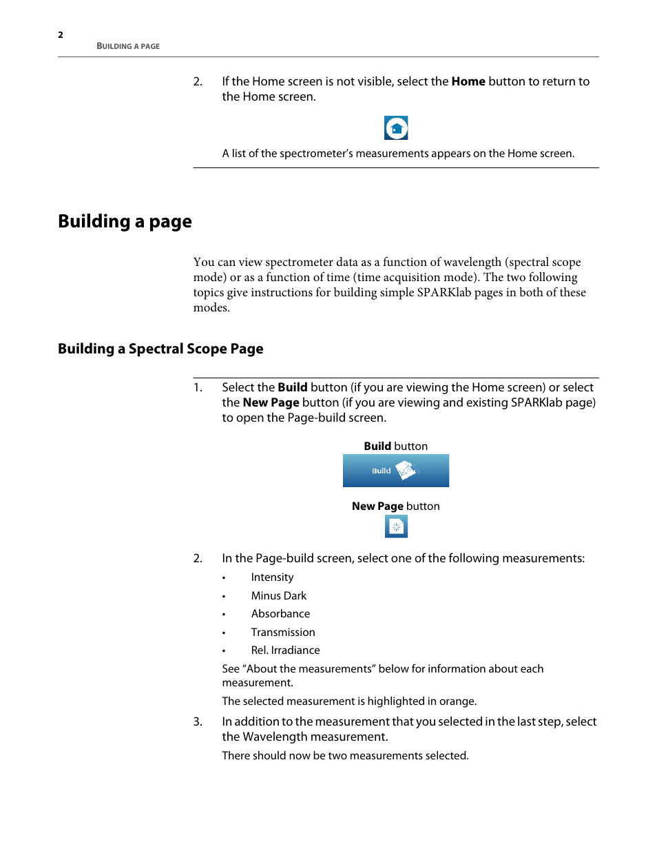 Building a page, Building a spectral scope page | PASCO SE-7183 Spectrometer User Manual | Page 4 / 12