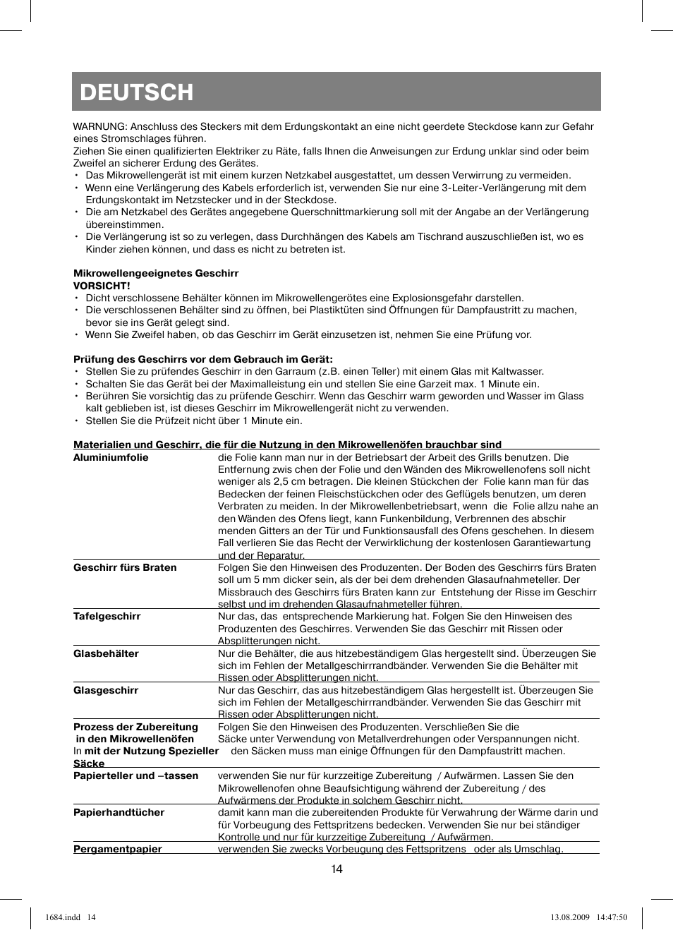 Deutsch | Vitek VT-1684 User Manual | Page 14 / 84