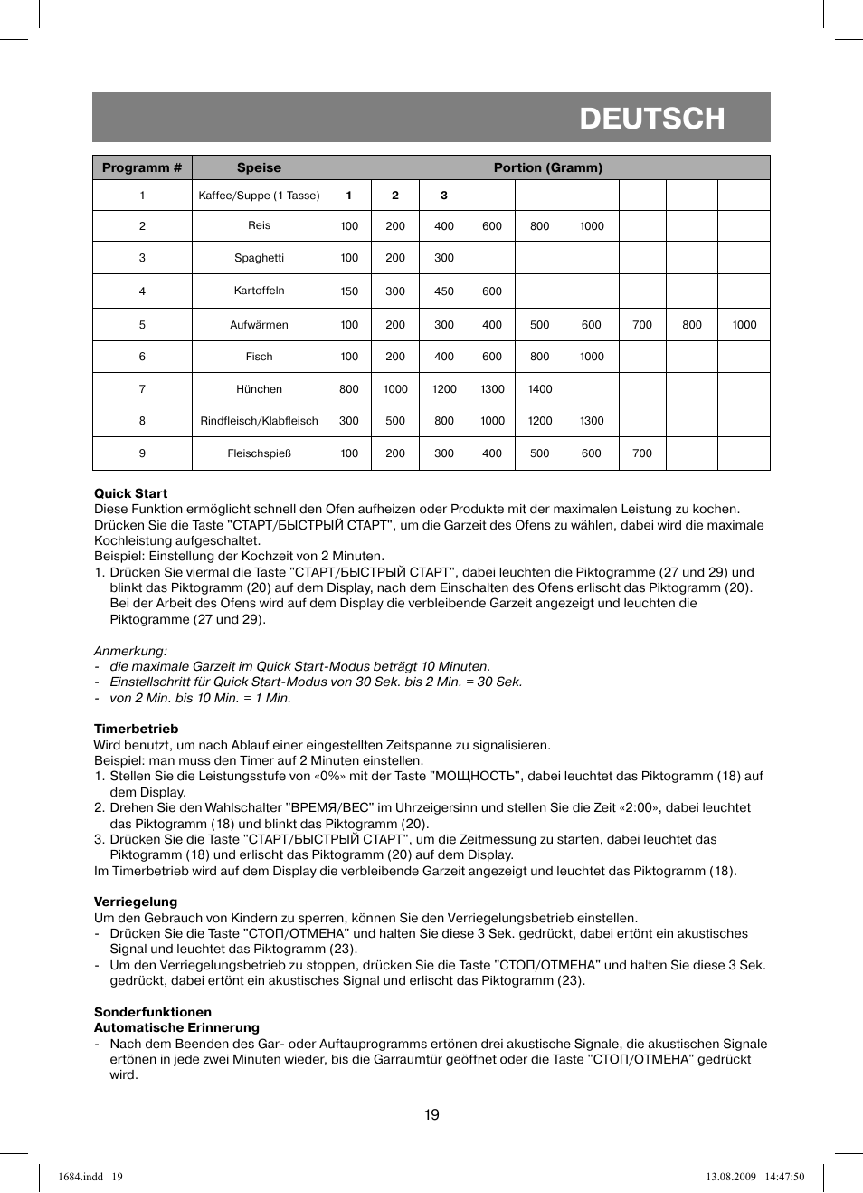 Deutsch | Vitek VT-1684 User Manual | Page 19 / 84