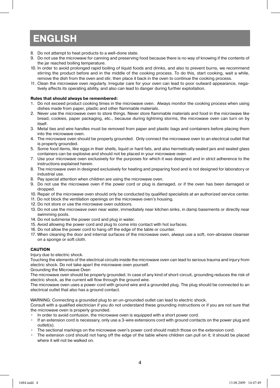 English | Vitek VT-1684 User Manual | Page 4 / 84