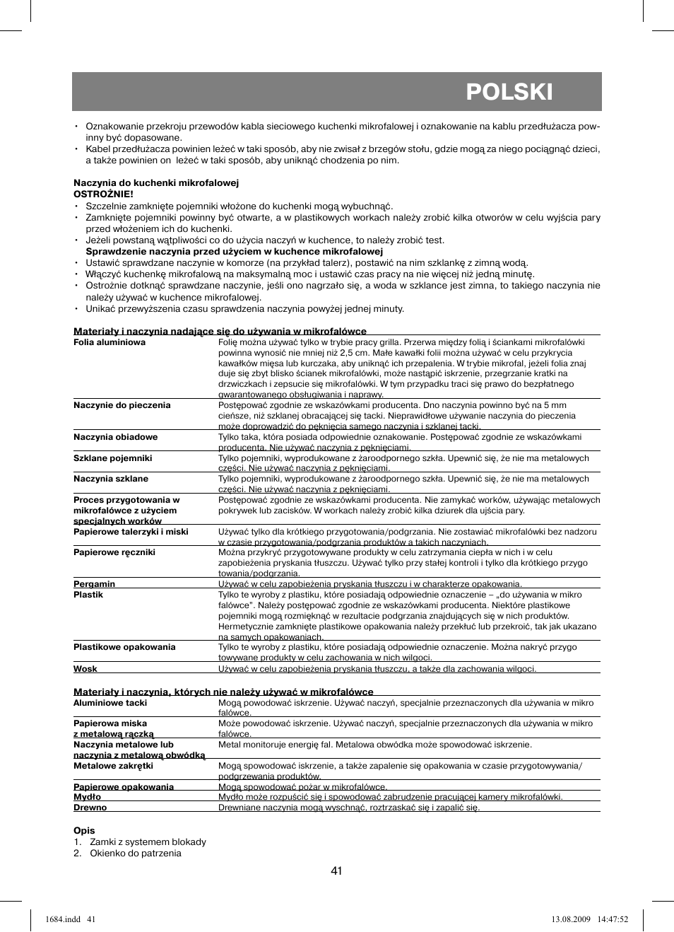 Polski | Vitek VT-1684 User Manual | Page 41 / 84