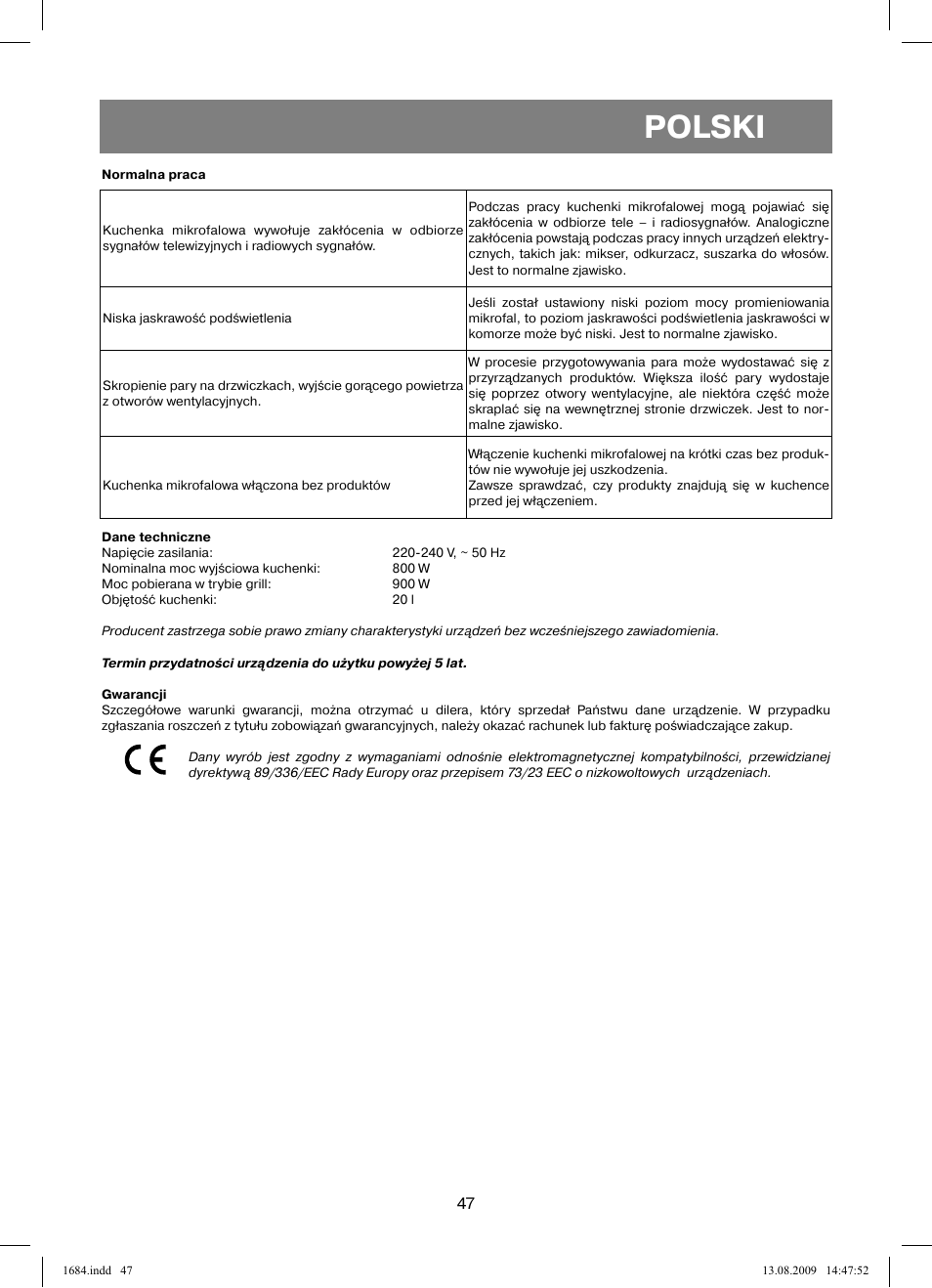 Polski | Vitek VT-1684 User Manual | Page 47 / 84