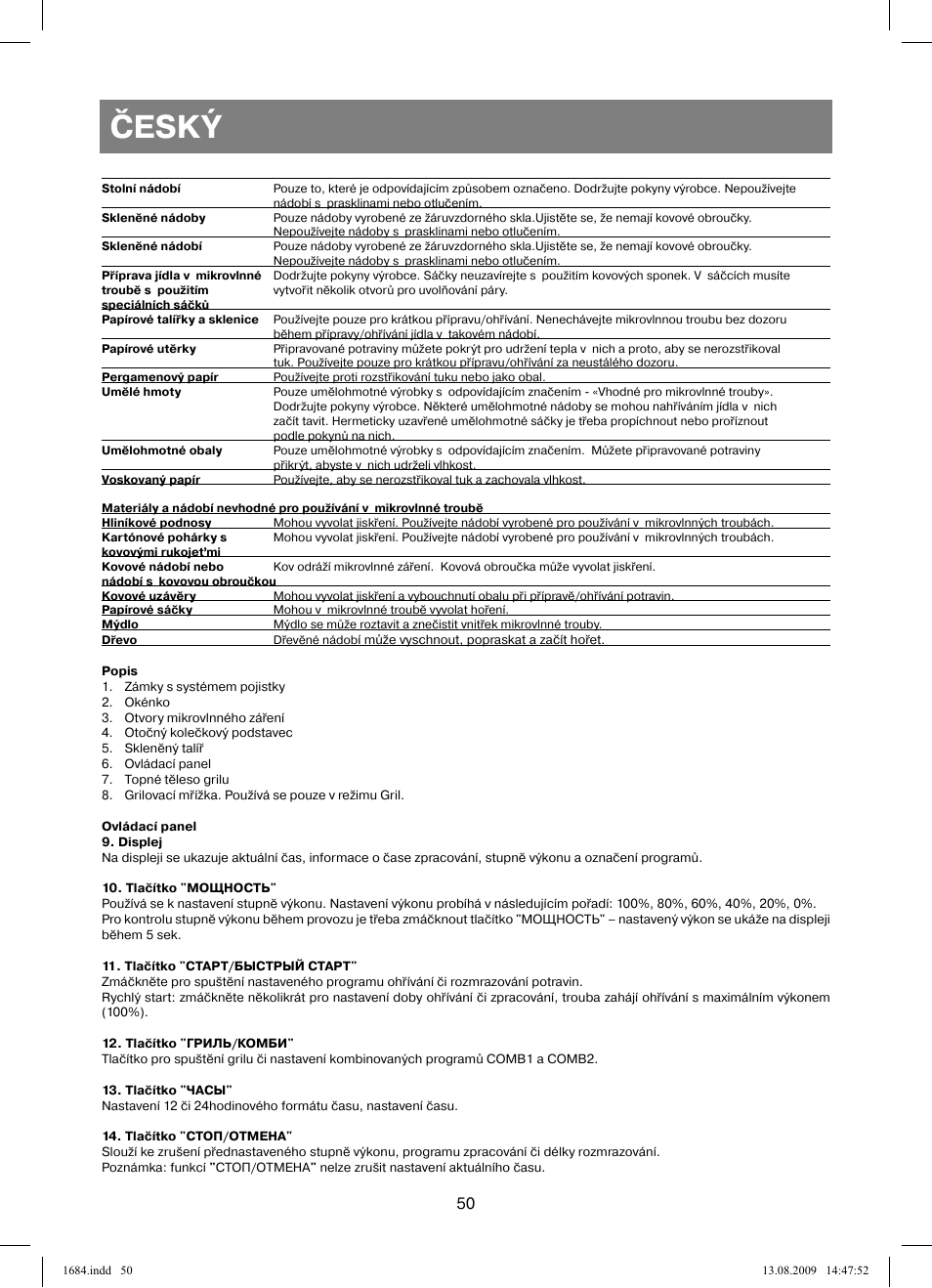 Český | Vitek VT-1684 User Manual | Page 50 / 84