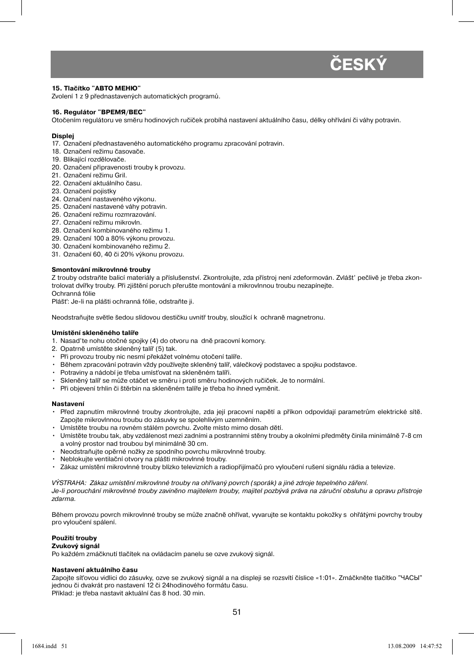 Český | Vitek VT-1684 User Manual | Page 51 / 84