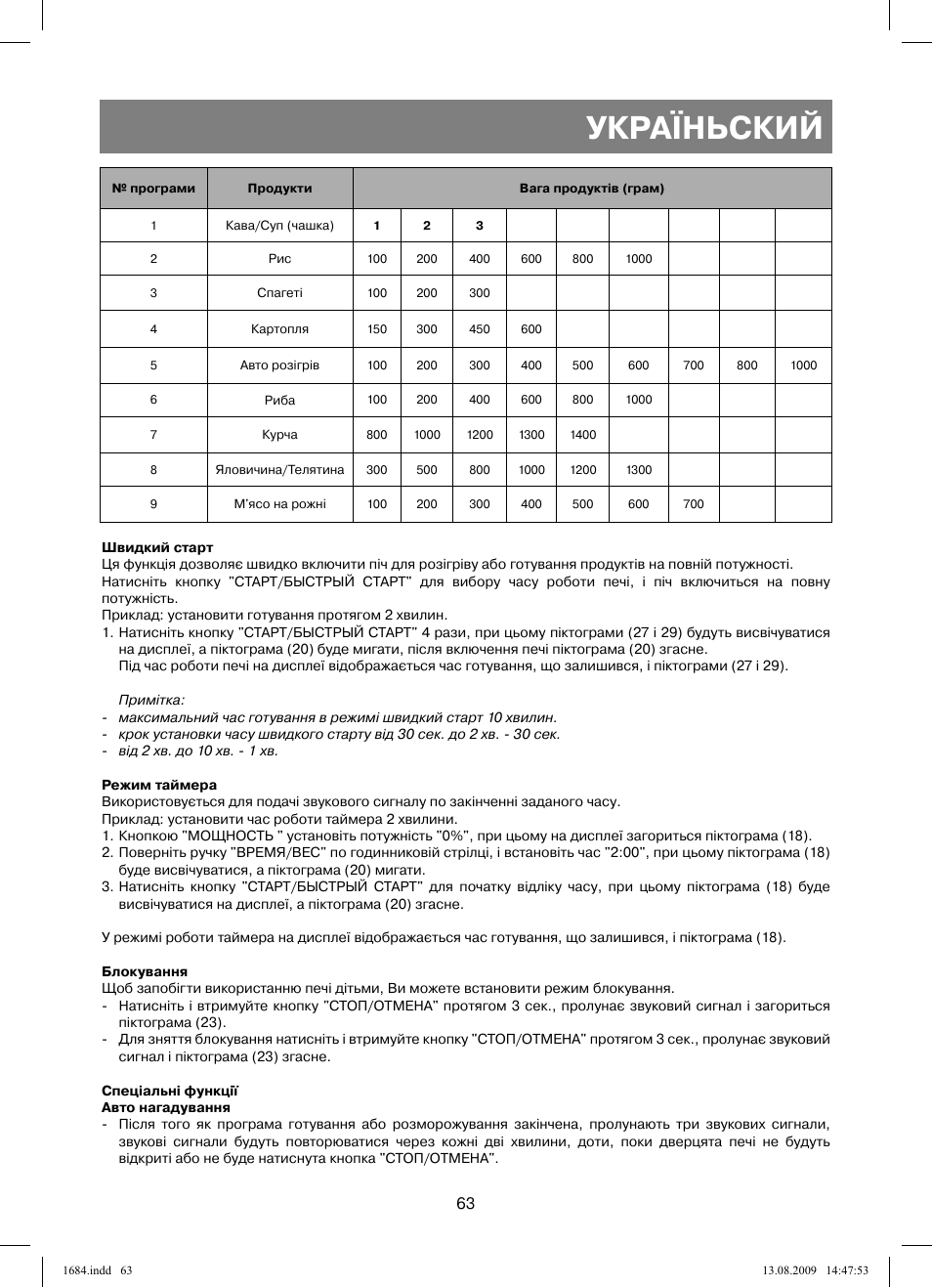 Україньский | Vitek VT-1684 User Manual | Page 63 / 84