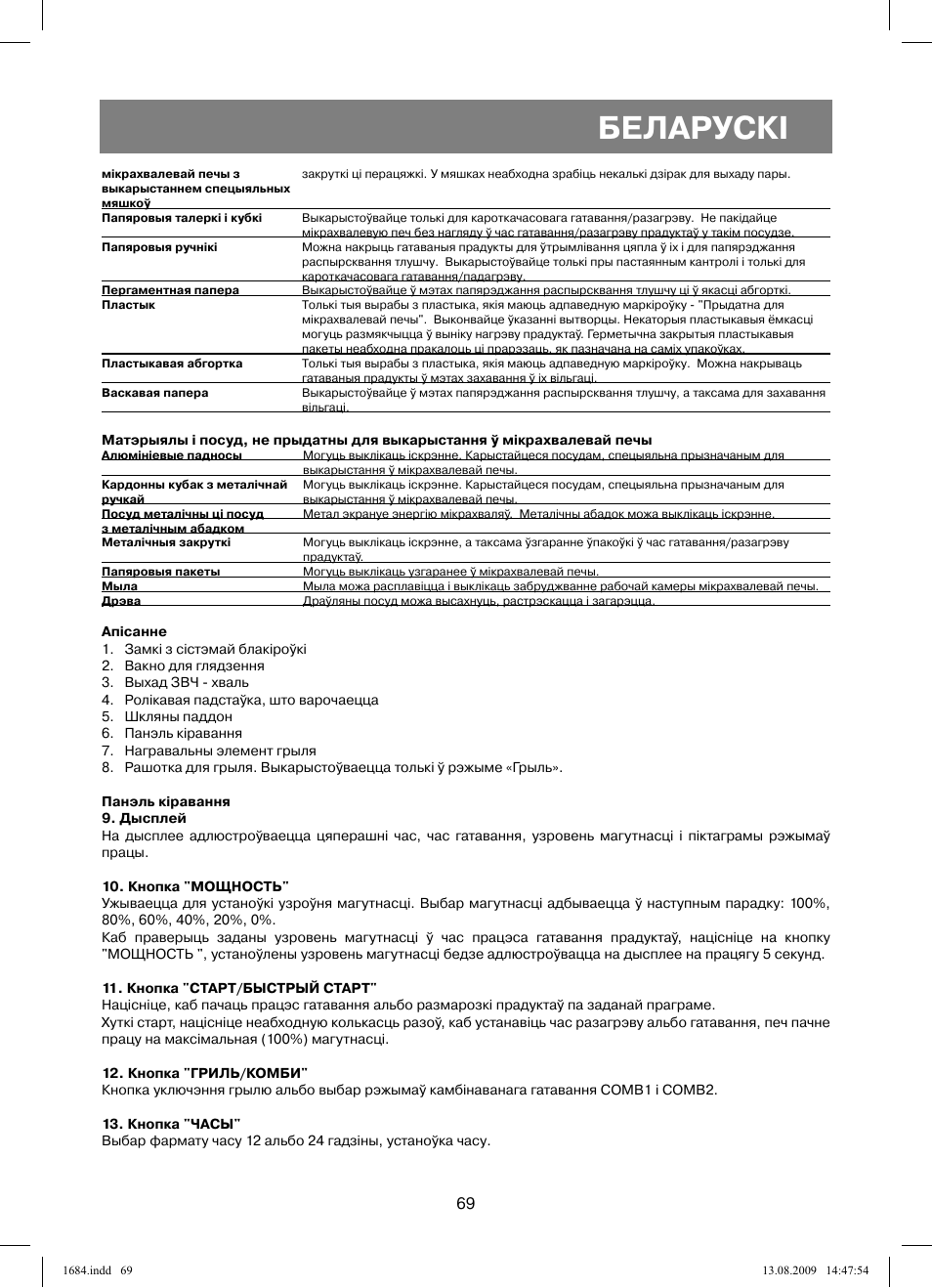 Беларускi | Vitek VT-1684 User Manual | Page 69 / 84
