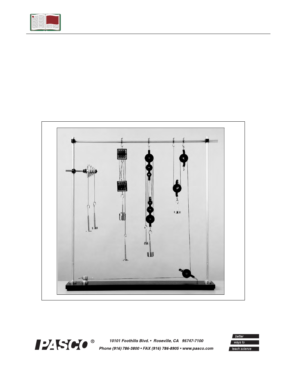 PASCO SE-8685 Pulley Demonstration System User Manual | 14 pages