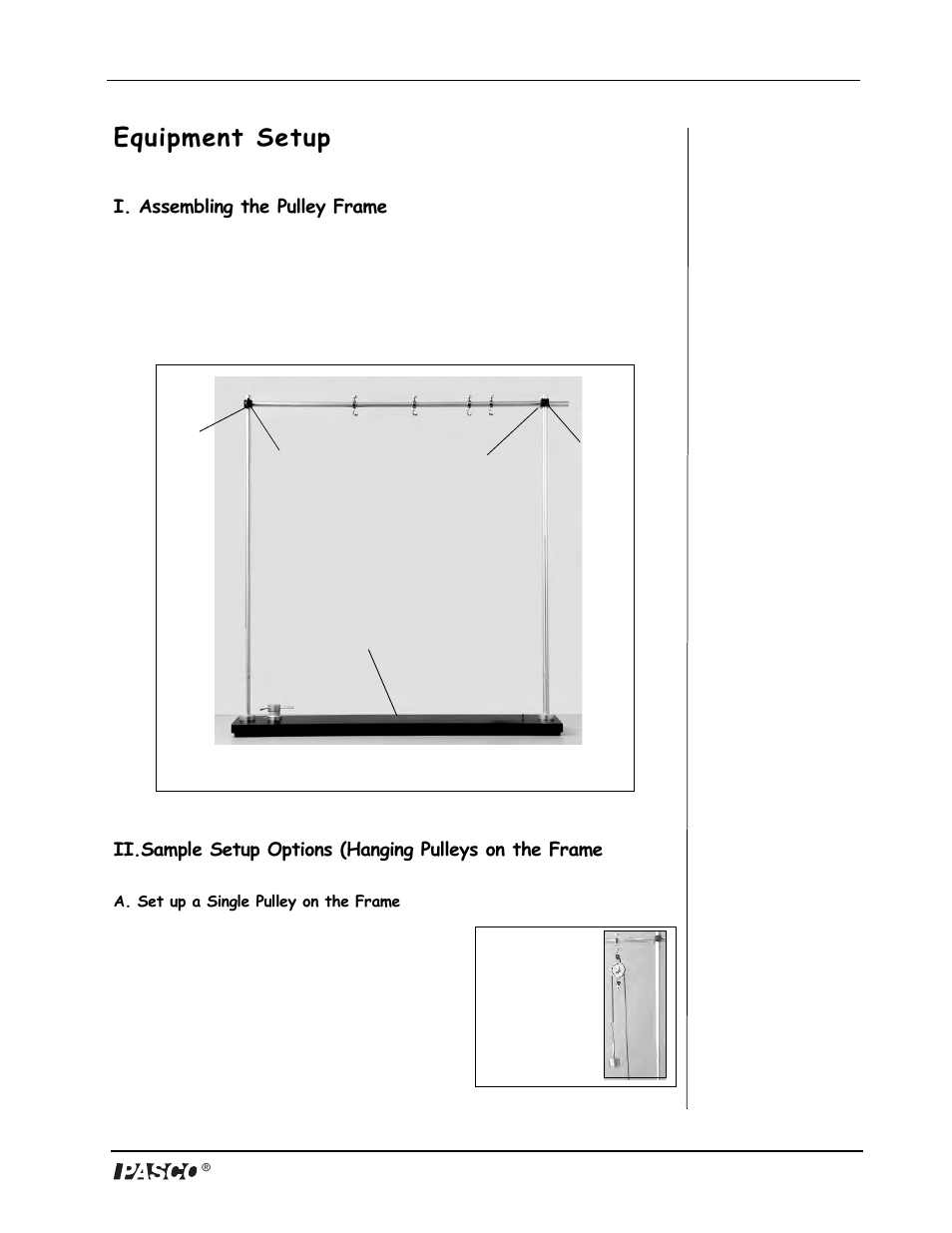 Equipment setup | PASCO SE-8685 Pulley Demonstration System User Manual | Page 5 / 14