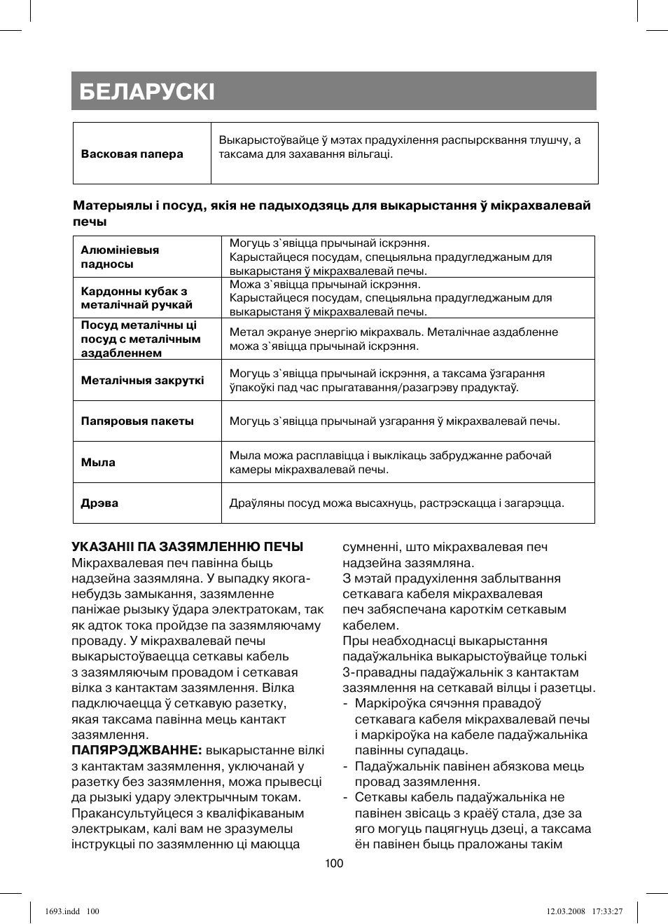 Беларускi | Vitek VT-1693 User Manual | Page 100 / 124
