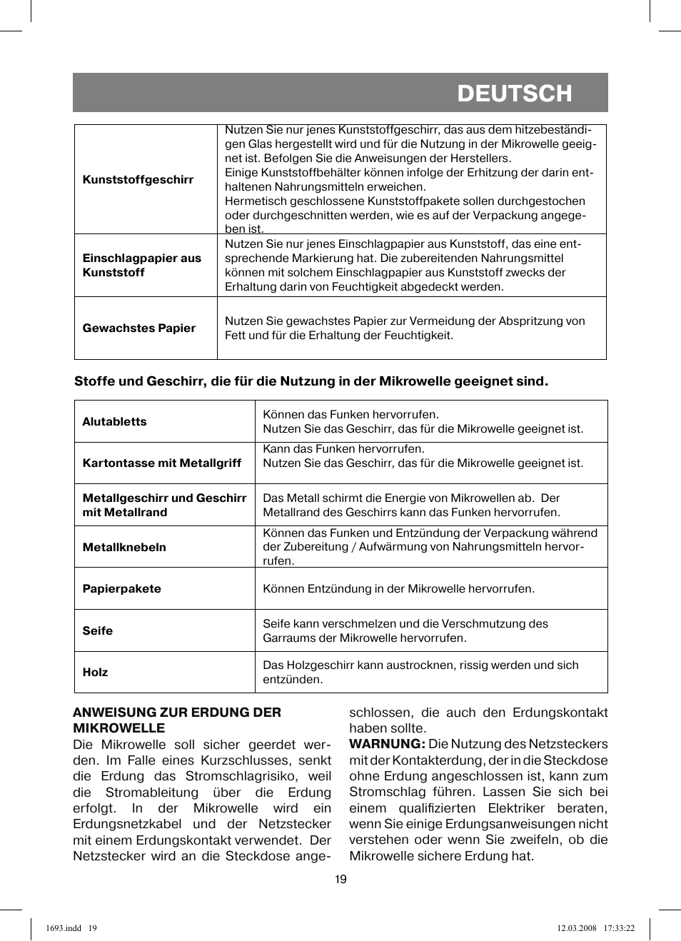 Deutsch | Vitek VT-1693 User Manual | Page 19 / 124