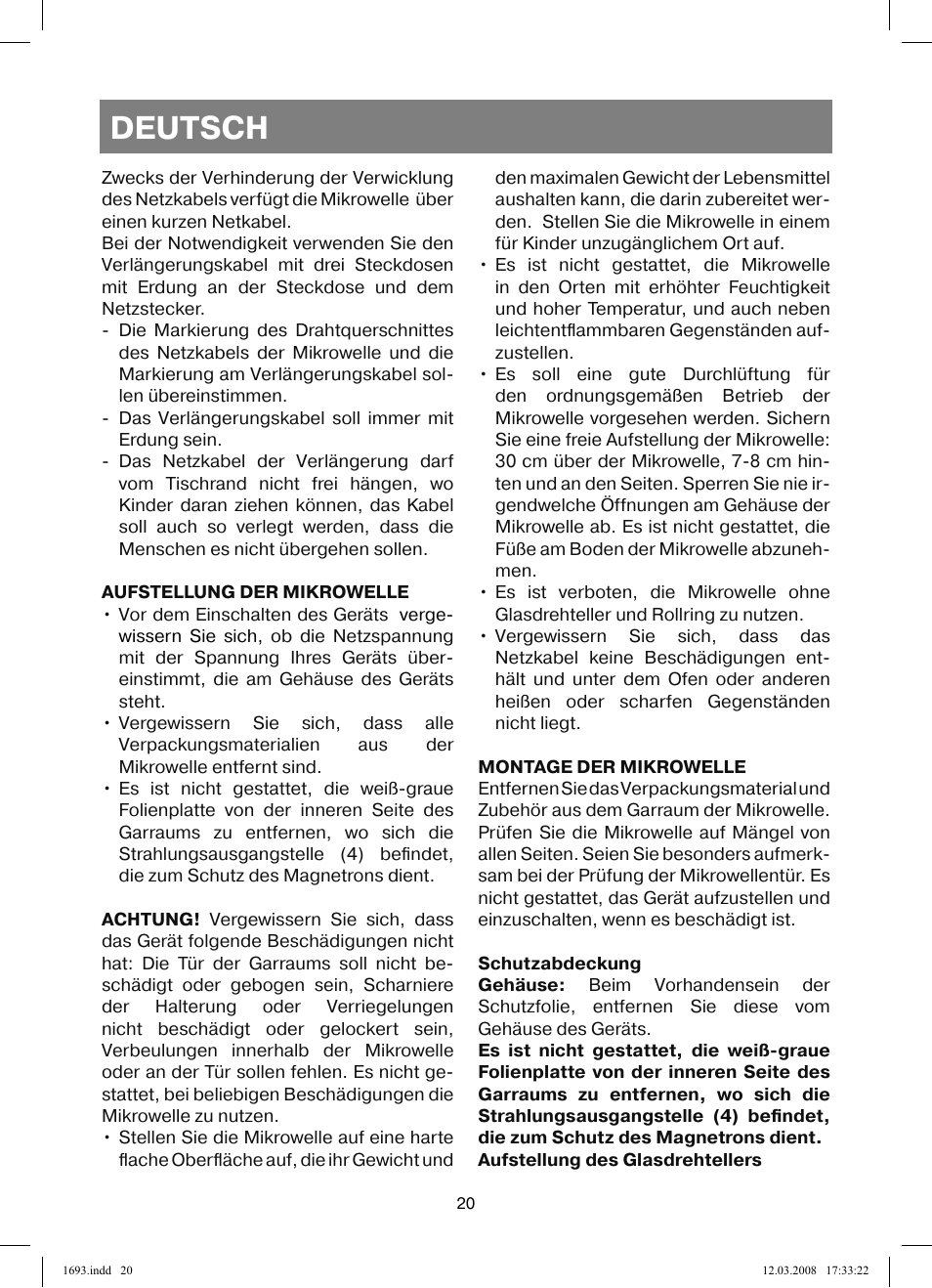 Deutsch | Vitek VT-1693 User Manual | Page 20 / 124