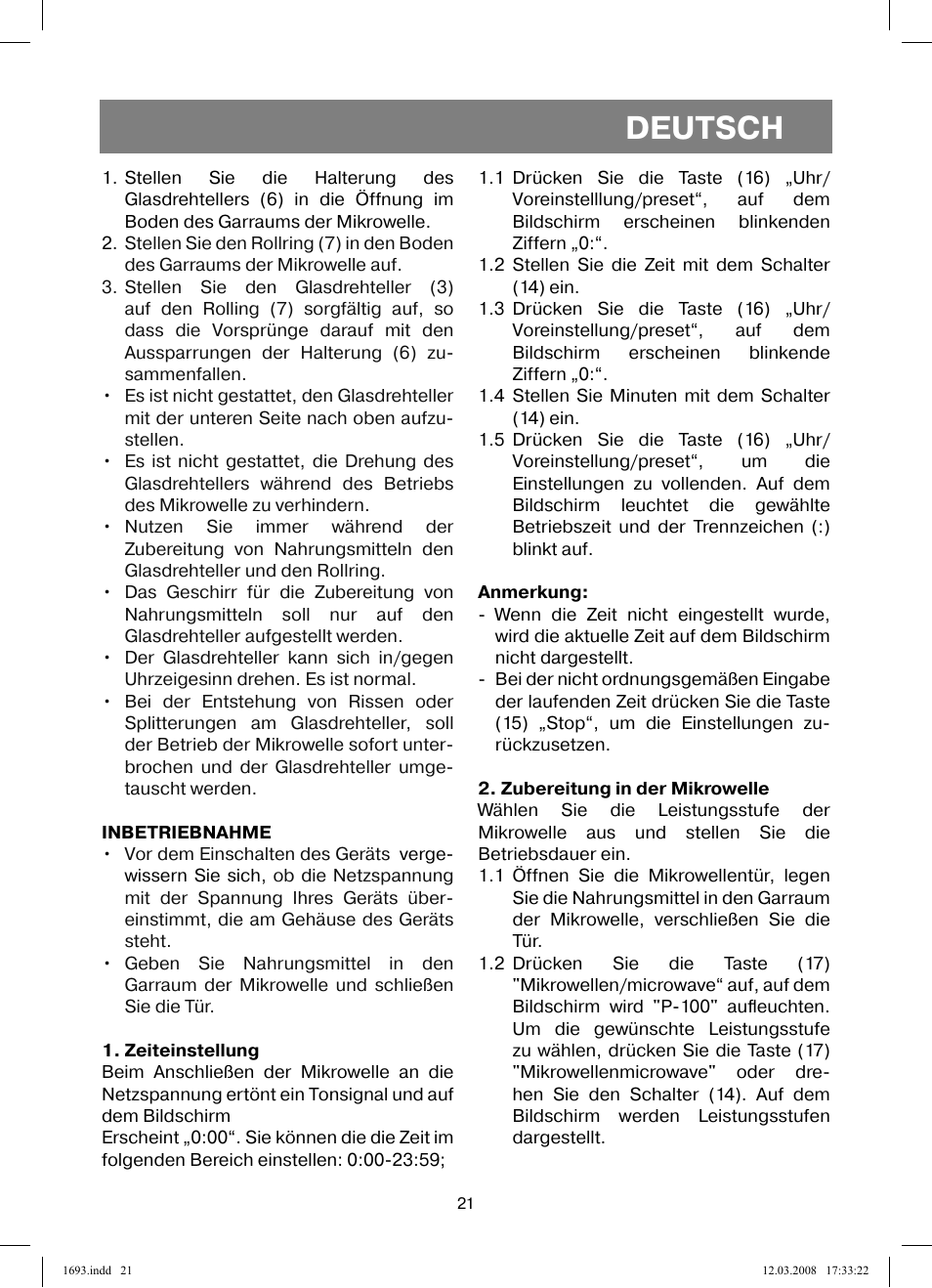 Deutsch | Vitek VT-1693 User Manual | Page 21 / 124