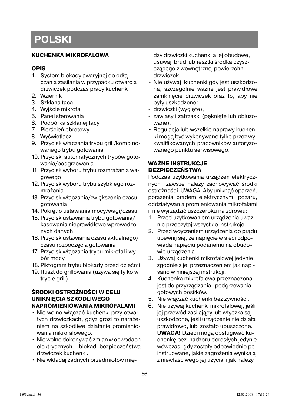 Polski | Vitek VT-1693 User Manual | Page 56 / 124