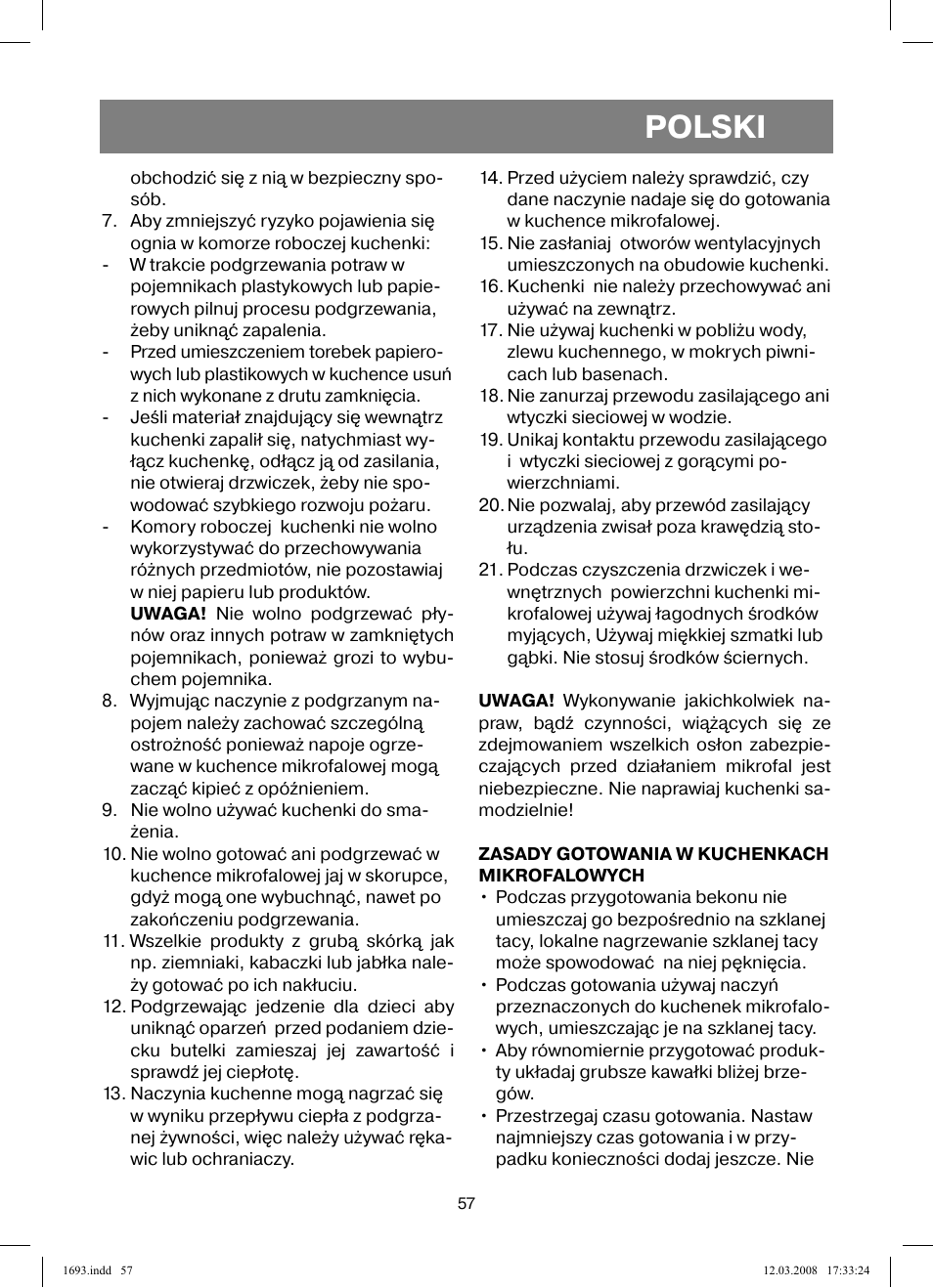 Polski | Vitek VT-1693 User Manual | Page 57 / 124