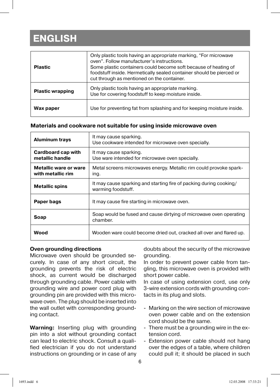 English | Vitek VT-1693 User Manual | Page 6 / 124