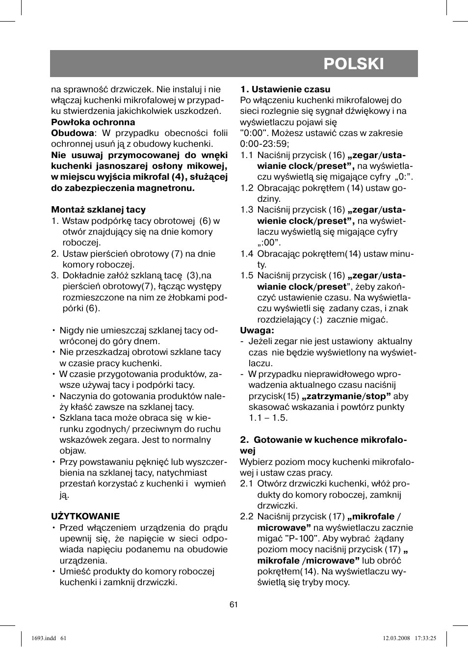 Polski | Vitek VT-1693 User Manual | Page 61 / 124