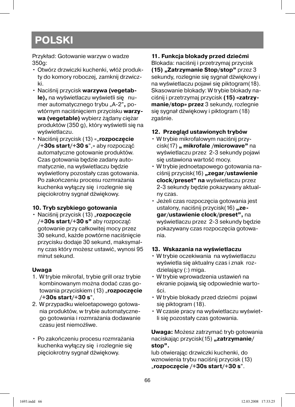 Polski | Vitek VT-1693 User Manual | Page 66 / 124