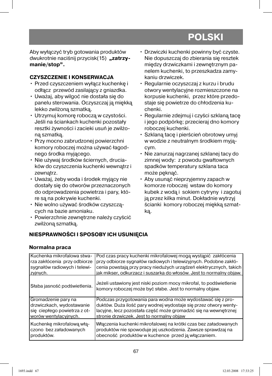 Polski | Vitek VT-1693 User Manual | Page 67 / 124