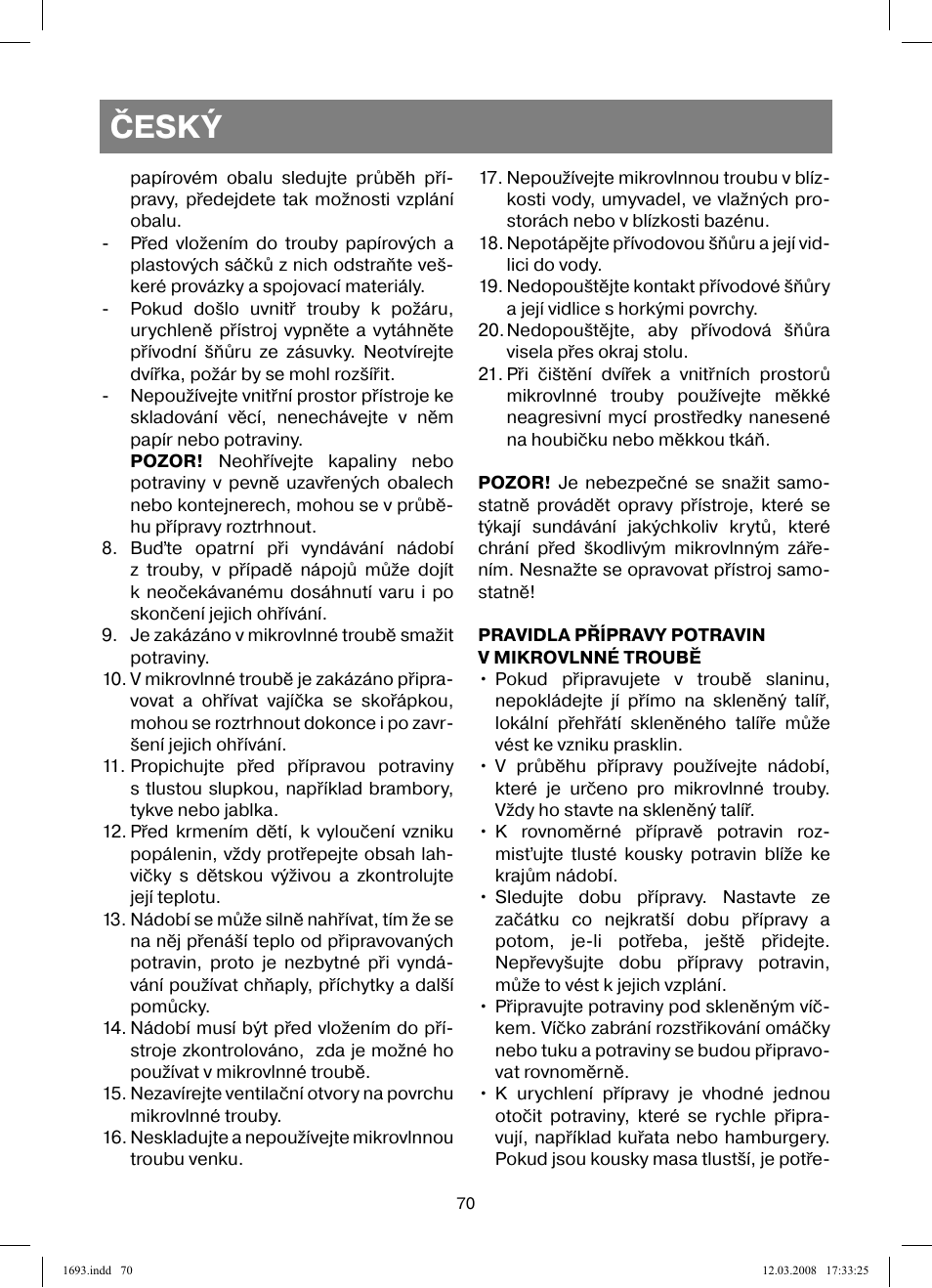 Český | Vitek VT-1693 User Manual | Page 70 / 124