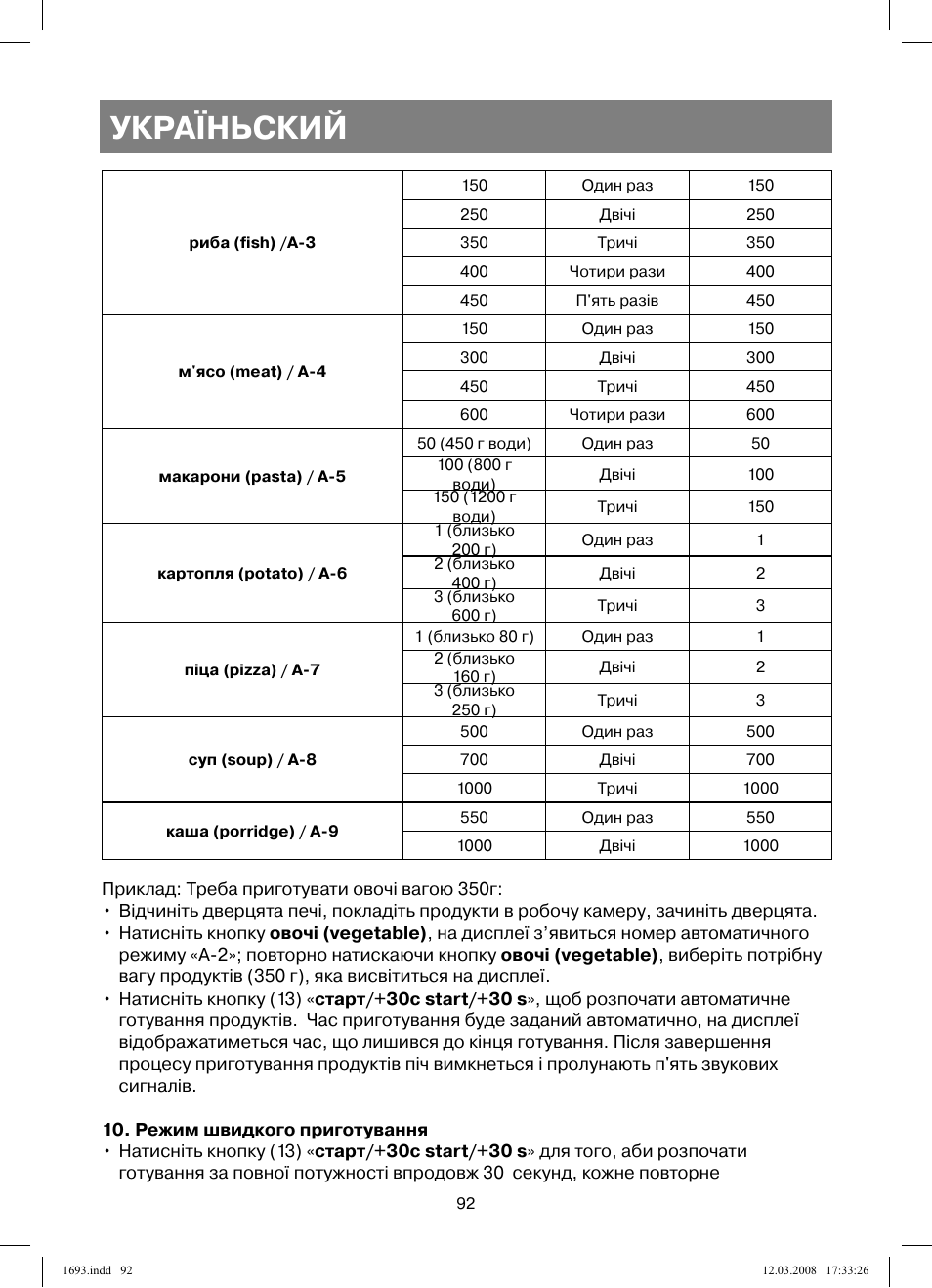 Україньский | Vitek VT-1693 User Manual | Page 92 / 124