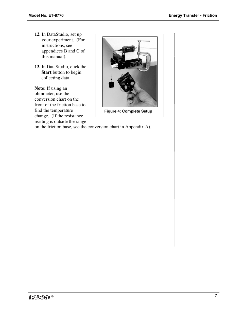 PASCO ET-8770 Energy-Transfer Friction User Manual | Page 8 / 14