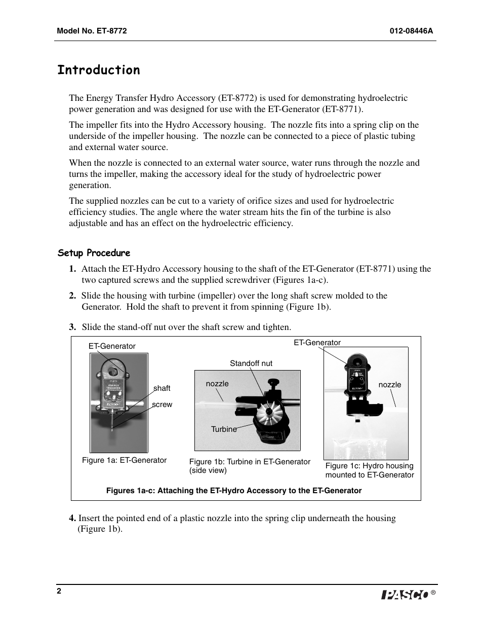 Introduction | PASCO ET-8772 Energy Transfer - Hydro Accessory User Manual | Page 2 / 4