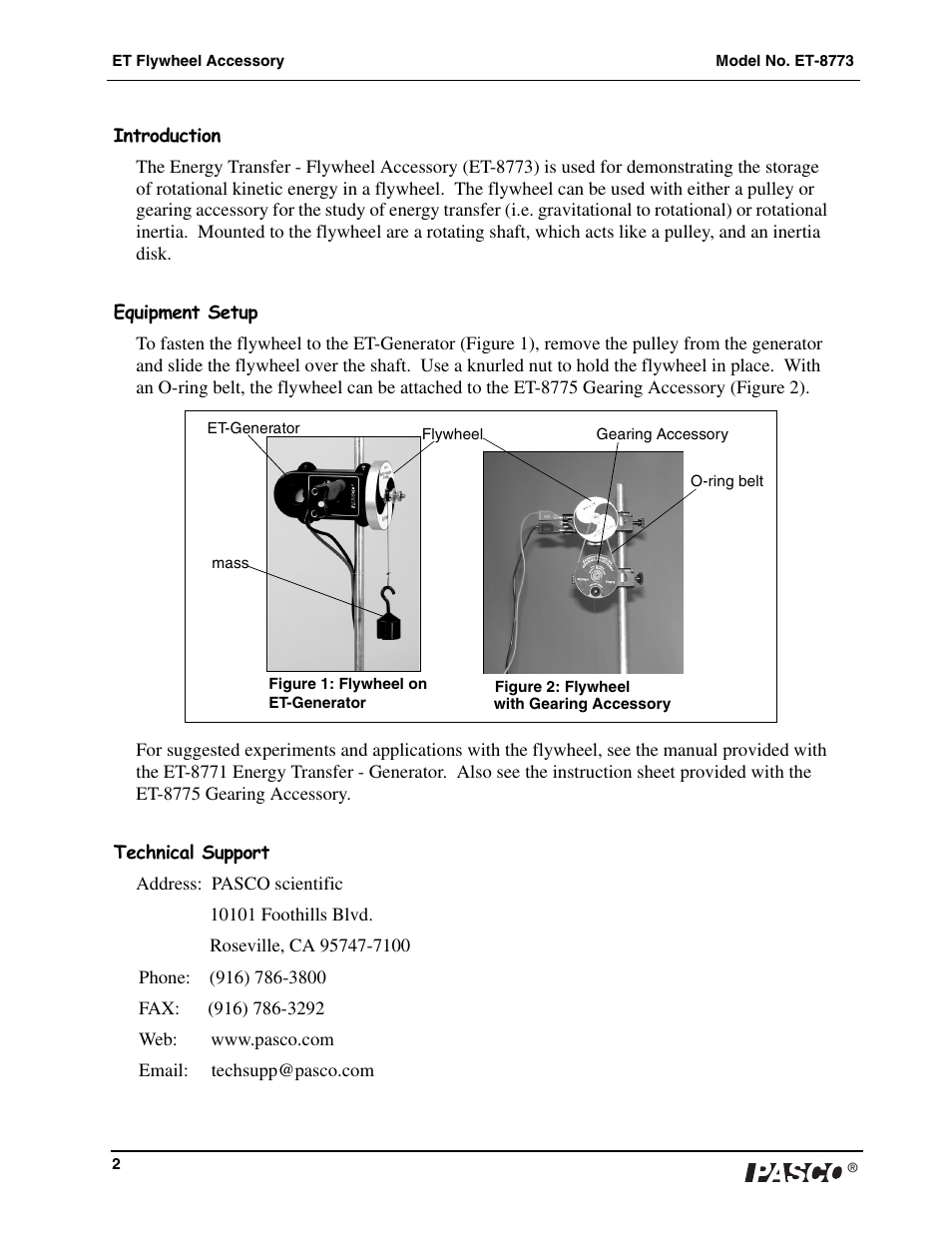 PASCO ET-8773 Energy Transfer - Flywheel Accessory User Manual | Page 2 / 2