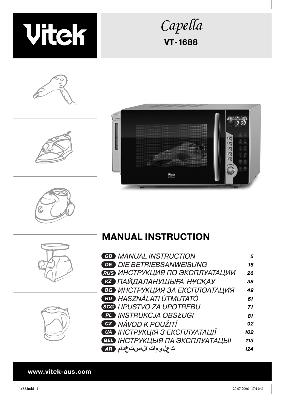 Vitek VT-1688 Capella User Manual | 132 pages