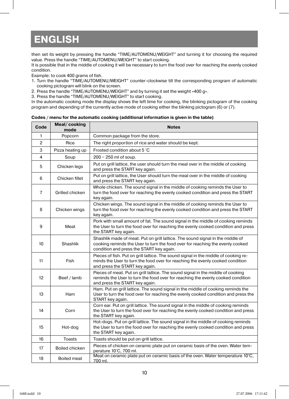English | Vitek VT-1688 Capella User Manual | Page 10 / 132