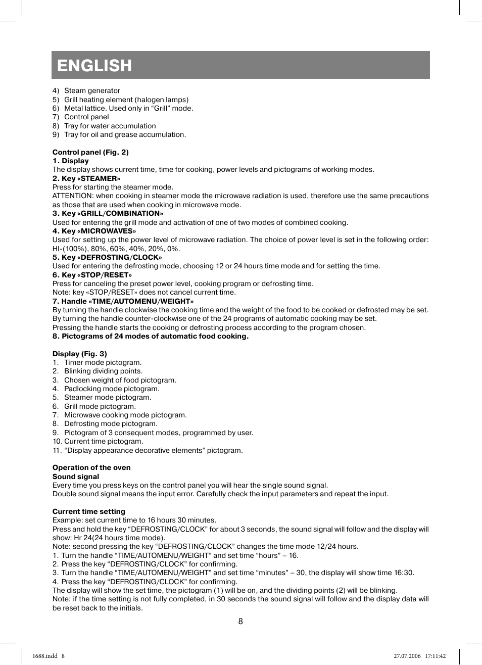 English | Vitek VT-1688 Capella User Manual | Page 8 / 132