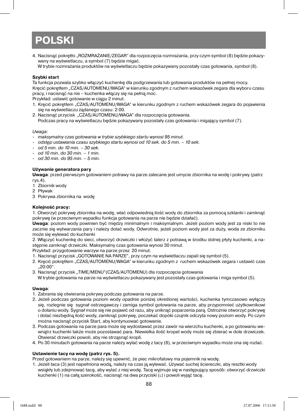 Polski | Vitek VT-1688 Capella User Manual | Page 88 / 132