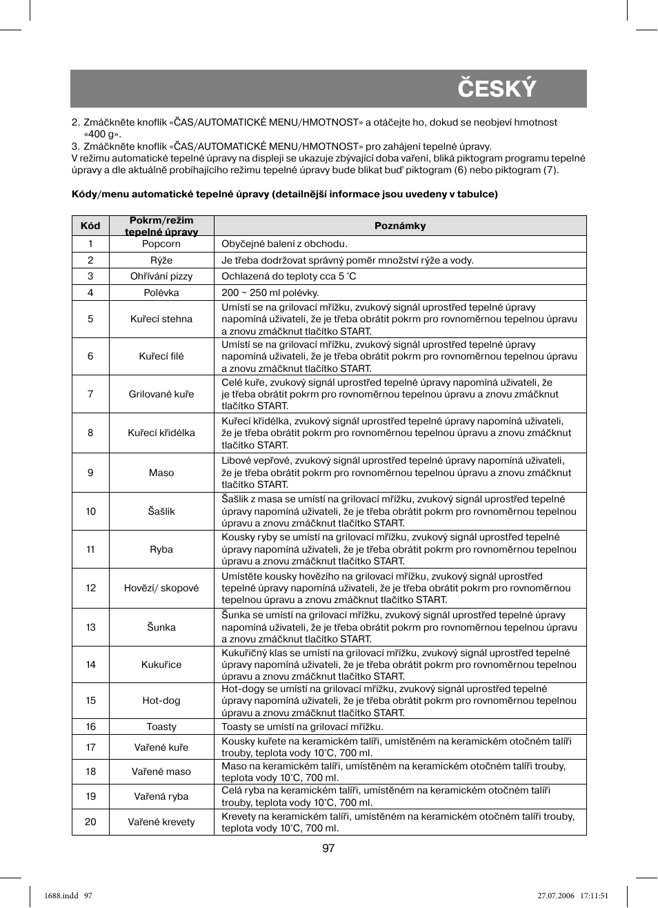 Český | Vitek VT-1688 Capella User Manual | Page 97 / 132