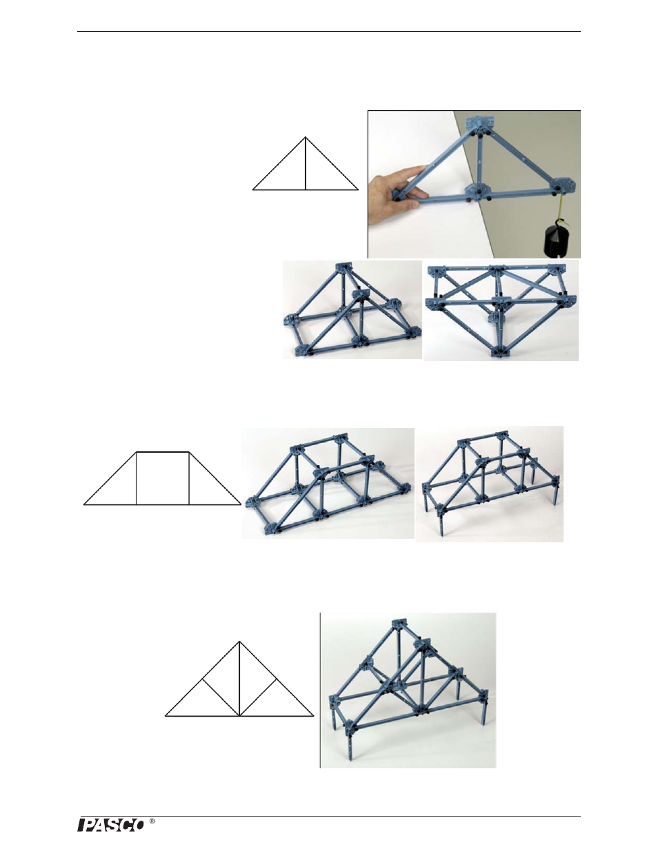 Trusses, Kingpost truss, Queenpost truss | Roof truss | PASCO ME-6992B Advanced Structures Set User Manual | Page 11 / 58
