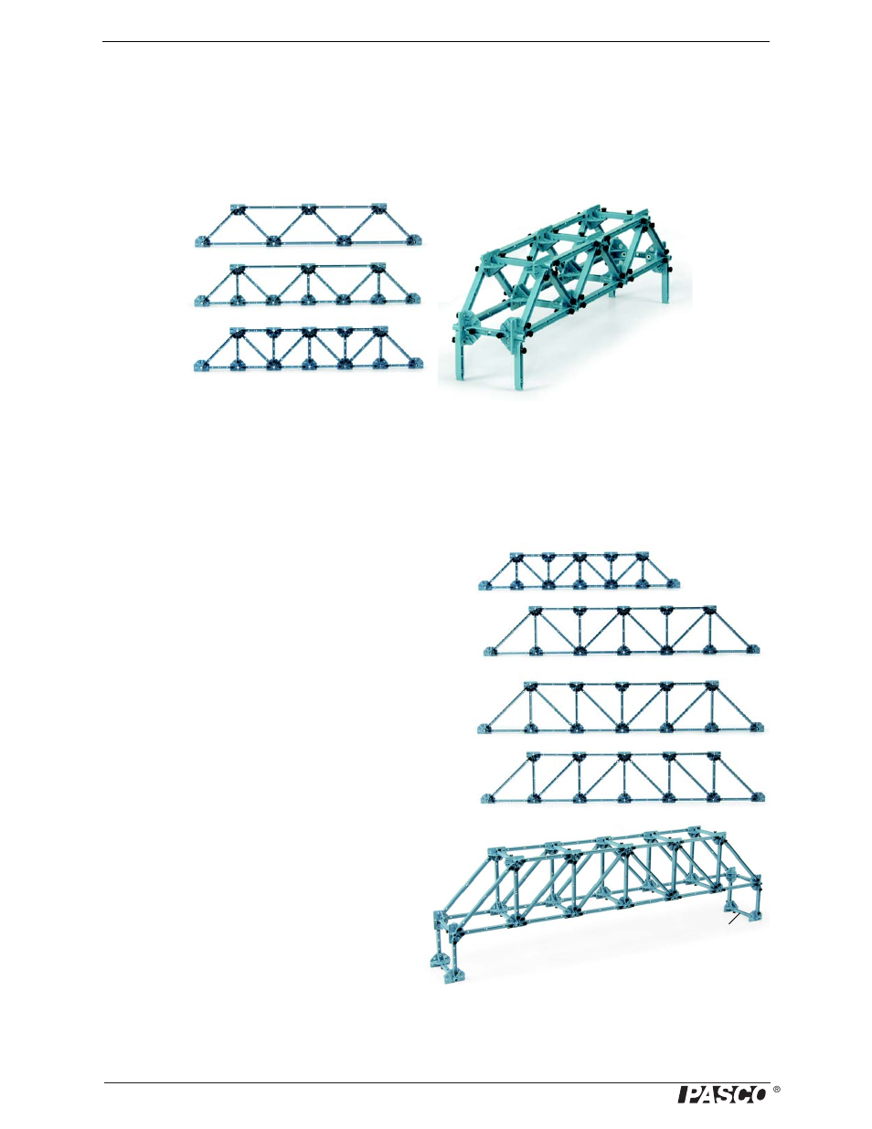 Common truss bridges, Warren bridge, Different scales | PASCO ME-6992B Advanced Structures Set User Manual | Page 12 / 58