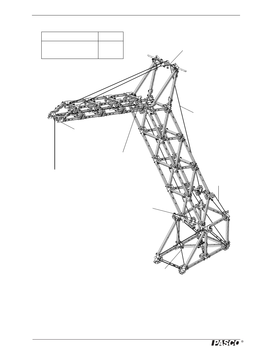 Angle crane: cord details | PASCO ME-6992B Advanced Structures Set User Manual | Page 28 / 58