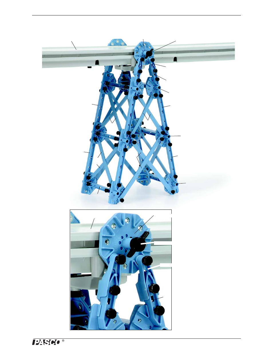 Pastrack trestle with cross bracing | PASCO ME-6992B Advanced Structures Set User Manual | Page 33 / 58